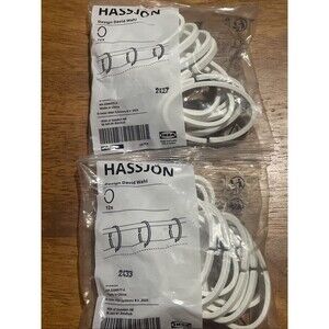 2 Brand New IKEA HASSJON White Shower Curtain Rings 004.660.08 Lot
